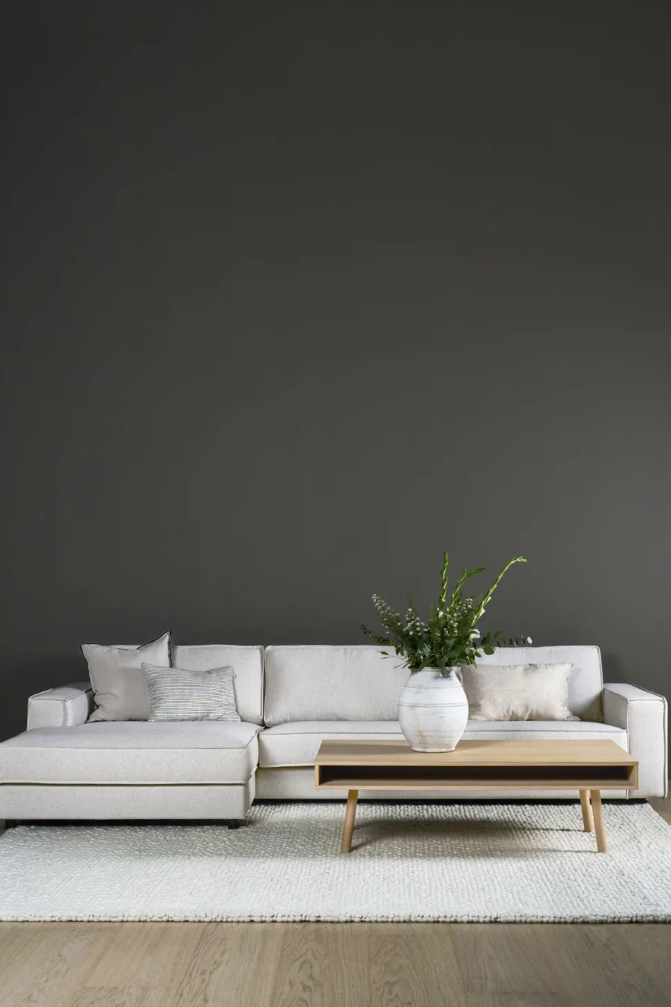 3 seter med sjeselong venstre natur - 315x156x79 cm