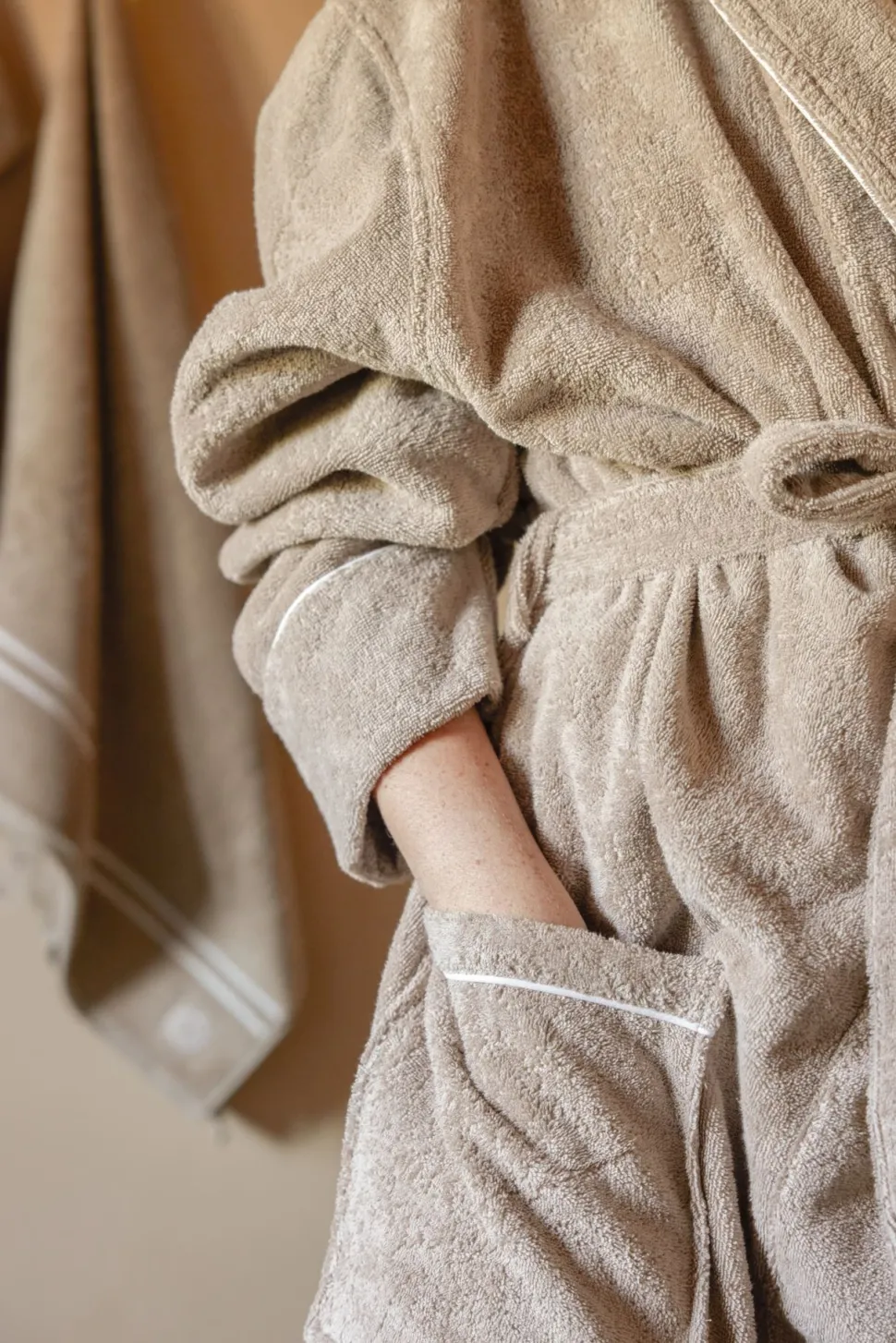 Badekåpe beige - S/M