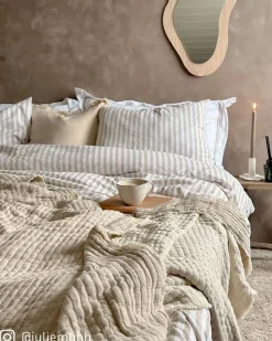 Bomull sengesett beige - 140x200 cm