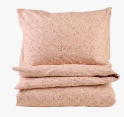 Bomull sengesett pudderrosa - 140x220+50x70 cm
