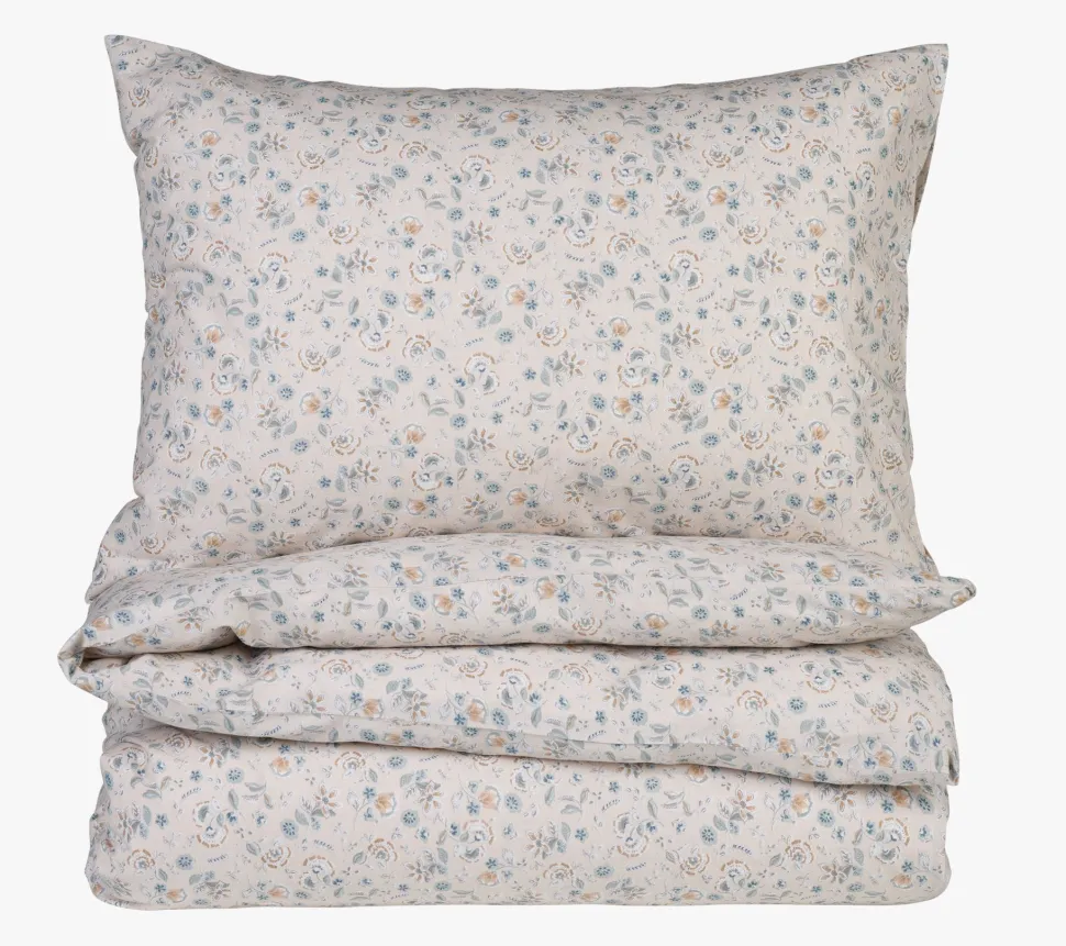Bomull sengesett sand - 140x200+50x70 cm