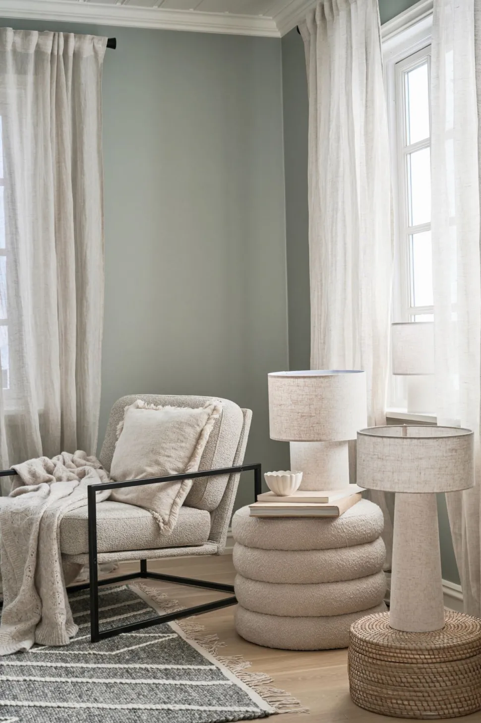 Bordlampe beige - 32x32x38 cm