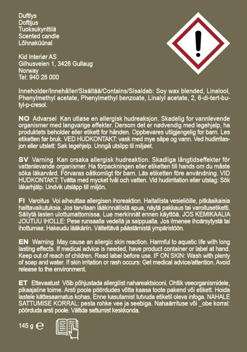 Duftlys grønn - 145 g