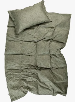 Egyptisk bomull sateng sengesett olivengrønn - 140x200 cm