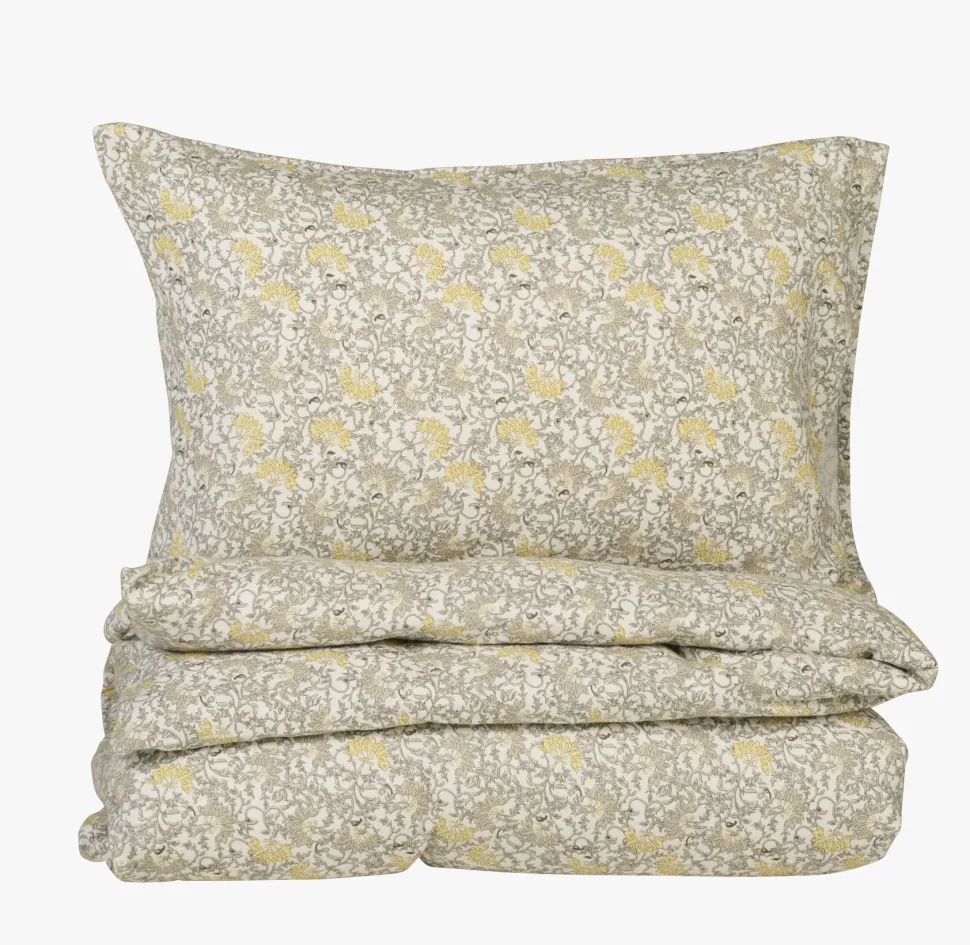 Flanell sengesett multi gul - 140x200 cm