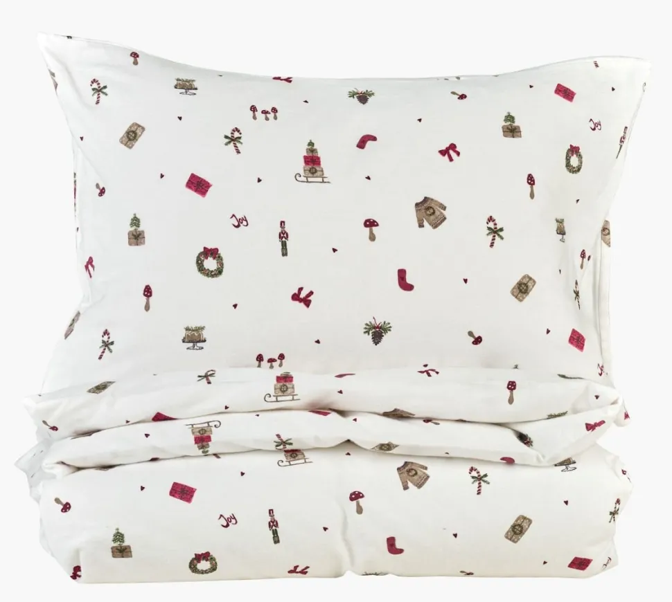 Flanell sengesett multi rød - 140x200 cm