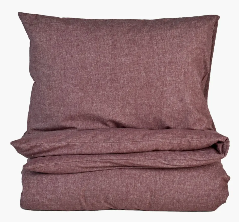 Garnfarget flanell sengesett burgunder - 140x200 cm