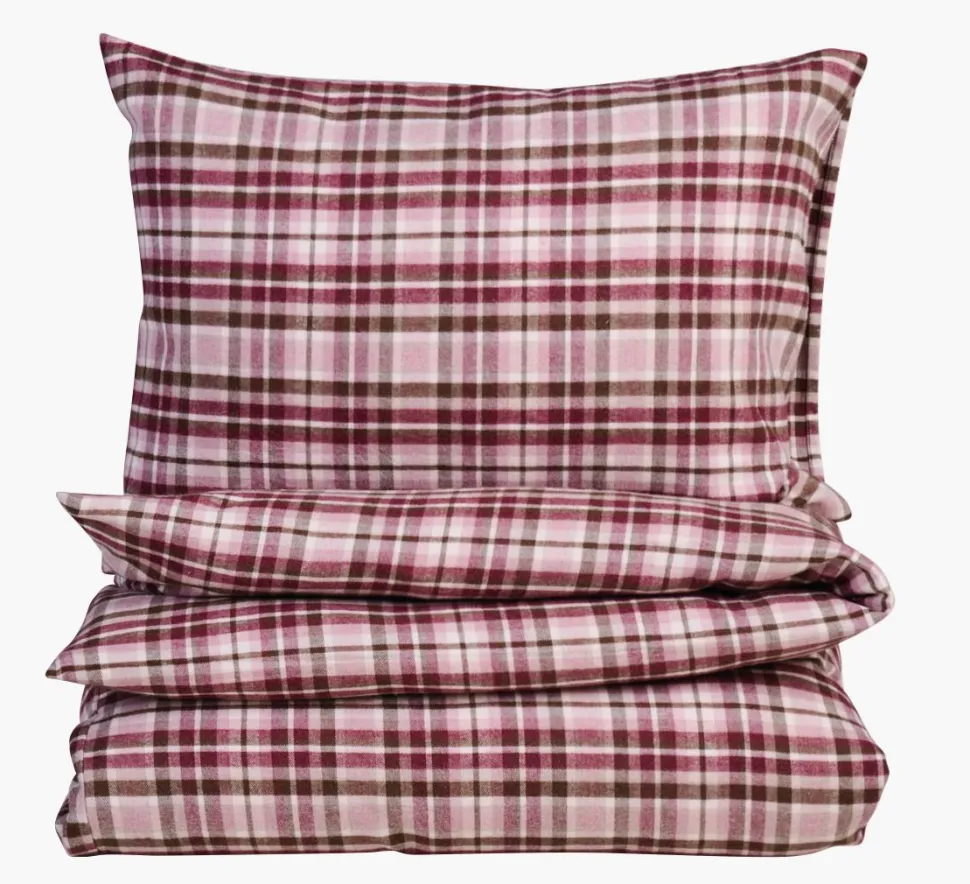 Garnfarget flanell sengesett multi rosa - 140x200 cm