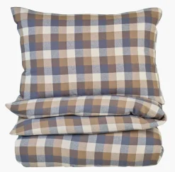 Garnfarget flanell sengesett multi brun - 200x220 cm