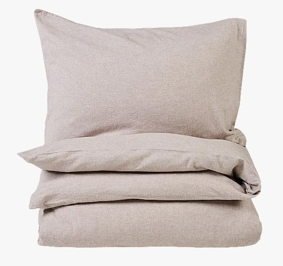 Garnfarget flanell sengesett sand - 140x200 cm