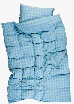 Garnfarget krepp sengesett grønn - 140x200+50x70 cm