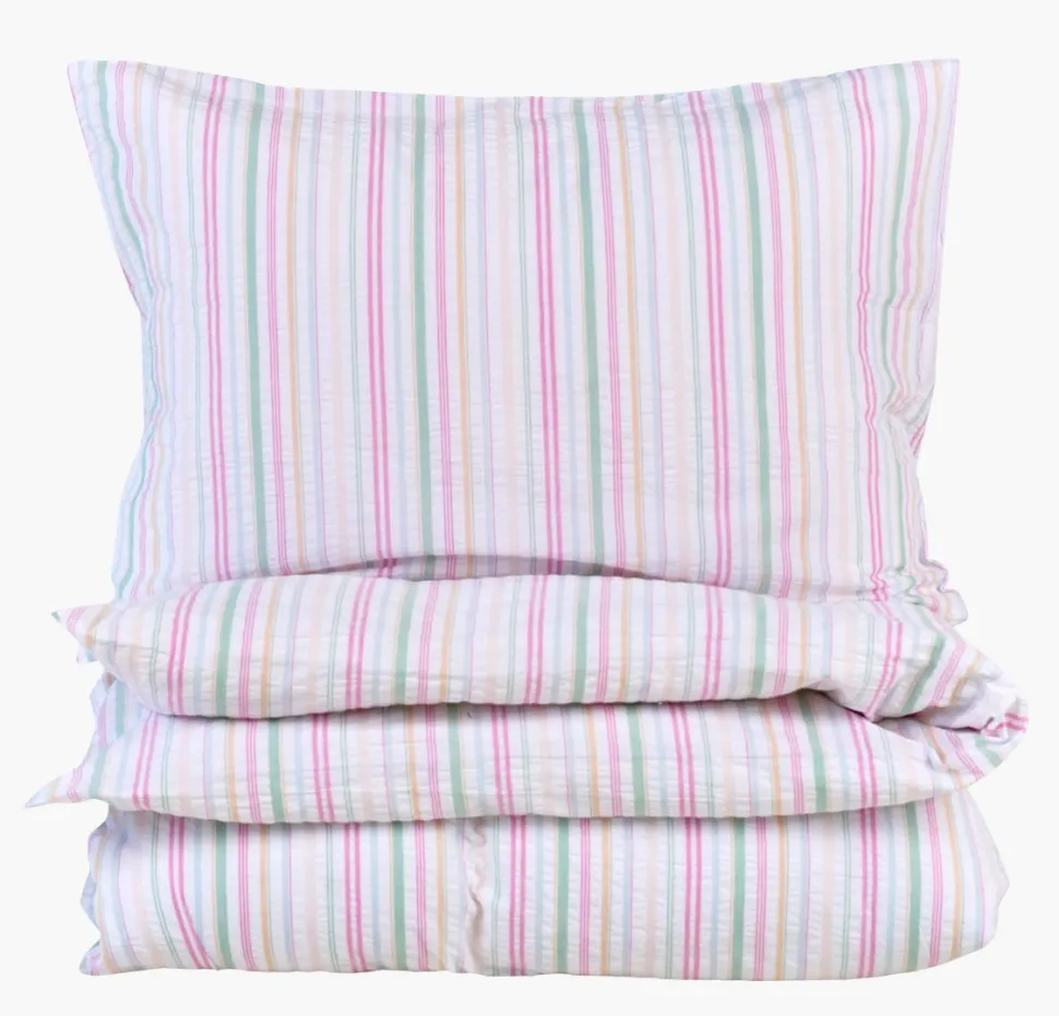 Garnfarget krepp sengesett multi - 140x200+50x70 cm