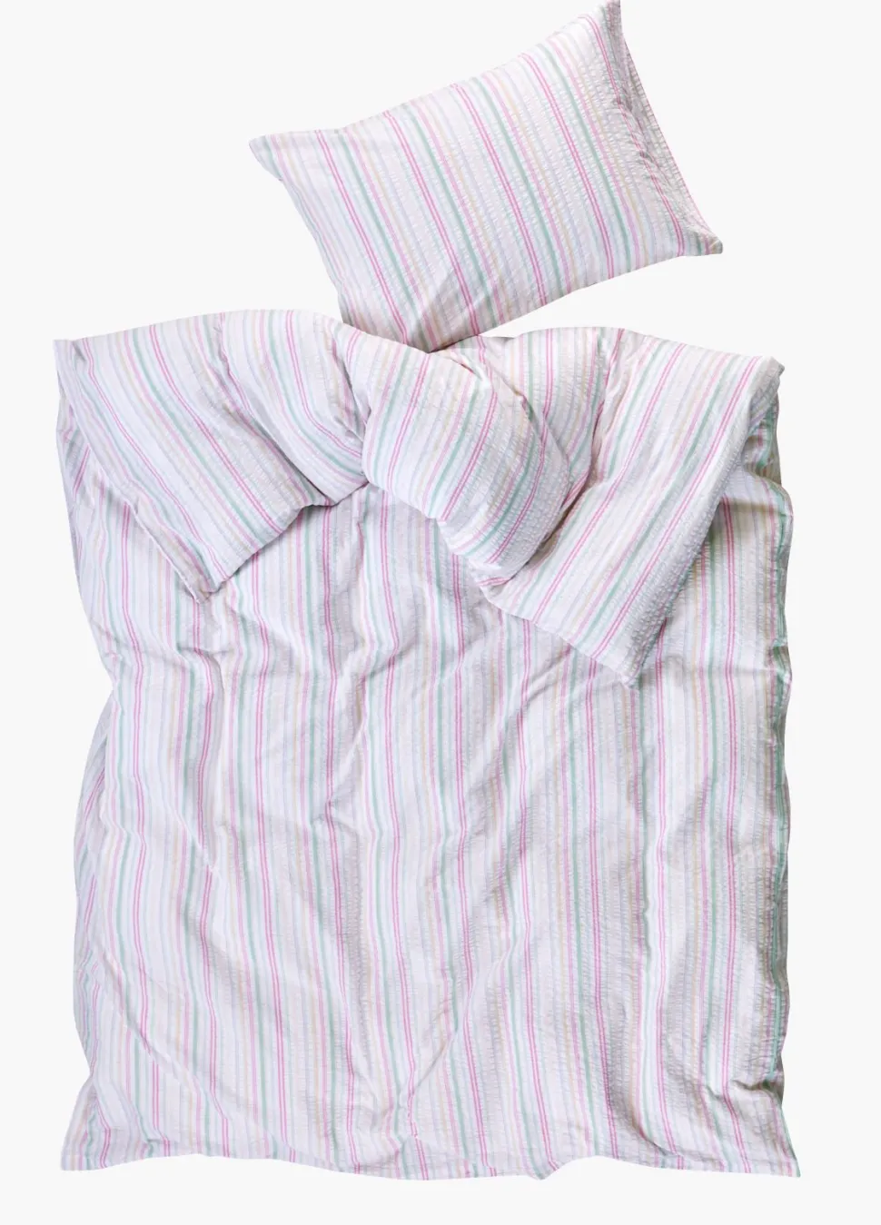 Garnfarget krepp sengesett multi - 140x200+50x70 cm
