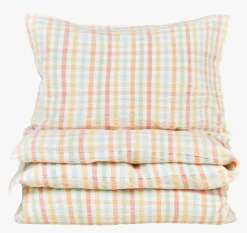 Garnfarget krepp sengesett multi - 140x200+50x70 cm