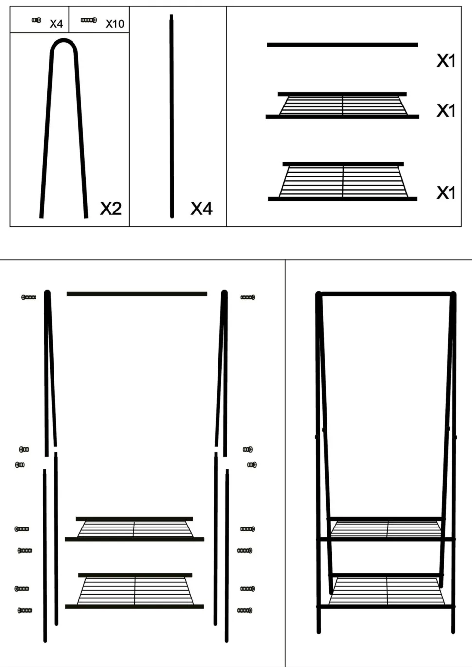 Klesstativ hvit - 60x45x152 cm
