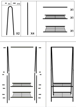 Klesstativ svart - 60x45x152 cm
