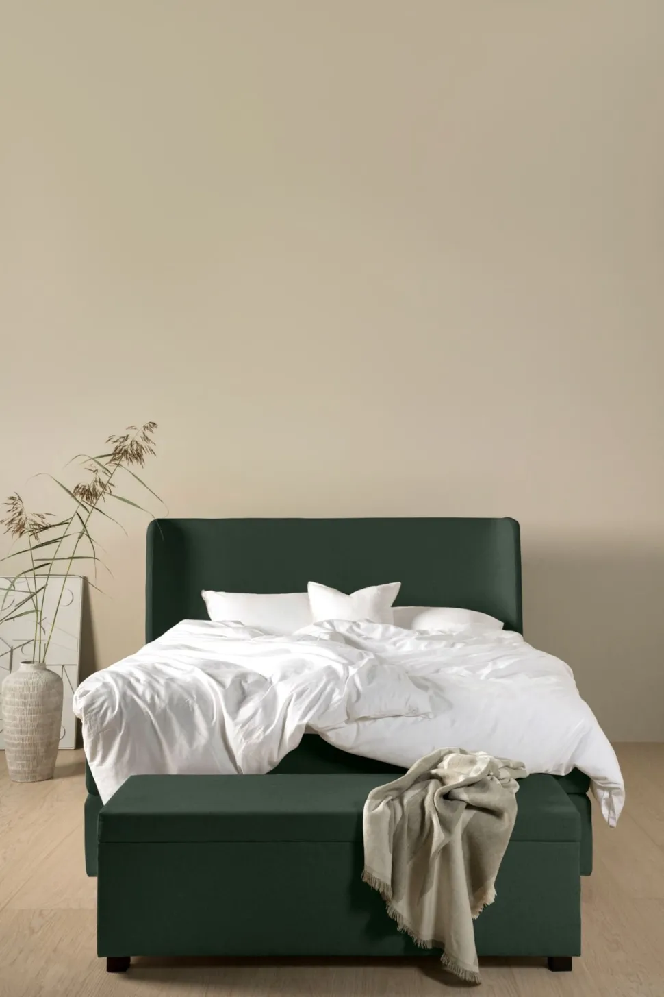 Kontinentalseng medium komfort olivengrønn - 150x200 cm