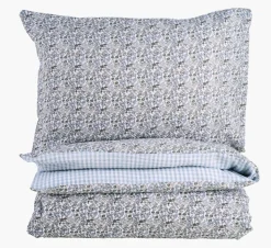 Krepp sengesett multi blå - 140x200 cm