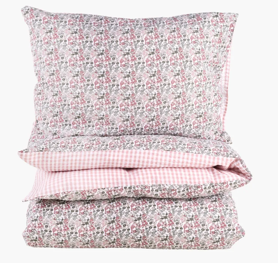 Krepp sengesett multi rosa - 140x200 cm