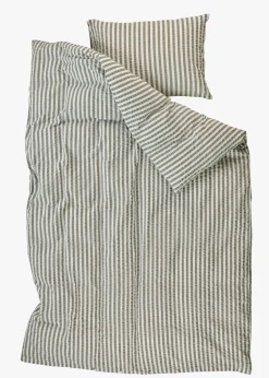 Krepp sengesett olivengrønn - 140x200 cm