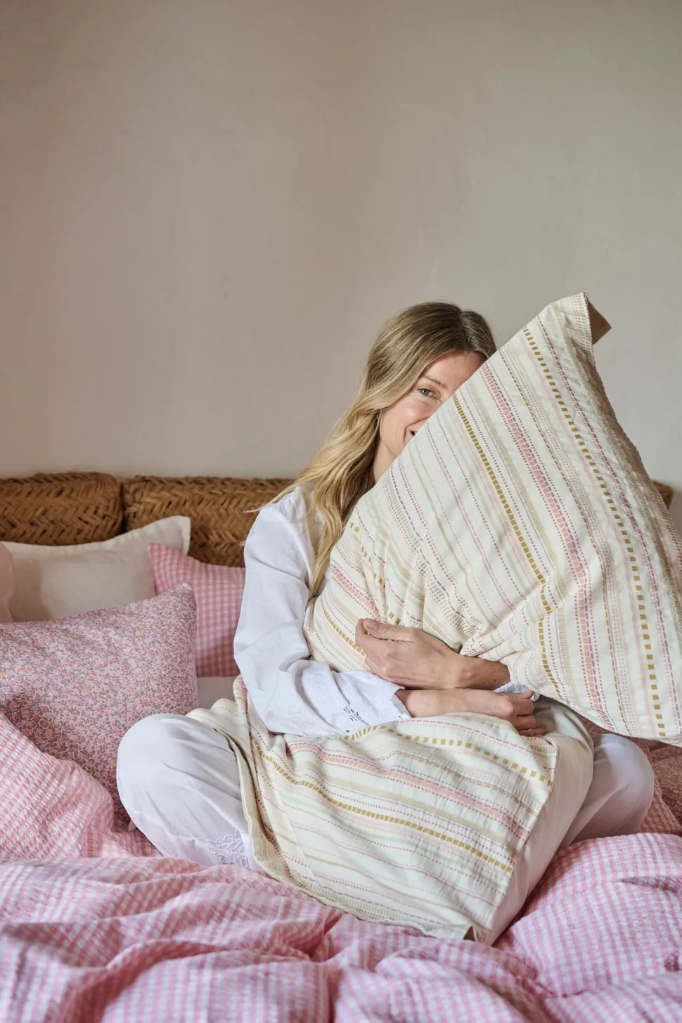 Krepp sengesett rosa - 140x200 cm