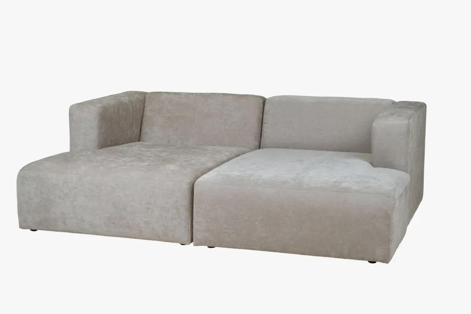Modulsofa 2 deler m/sjeselong grå - 228x154x73 cm