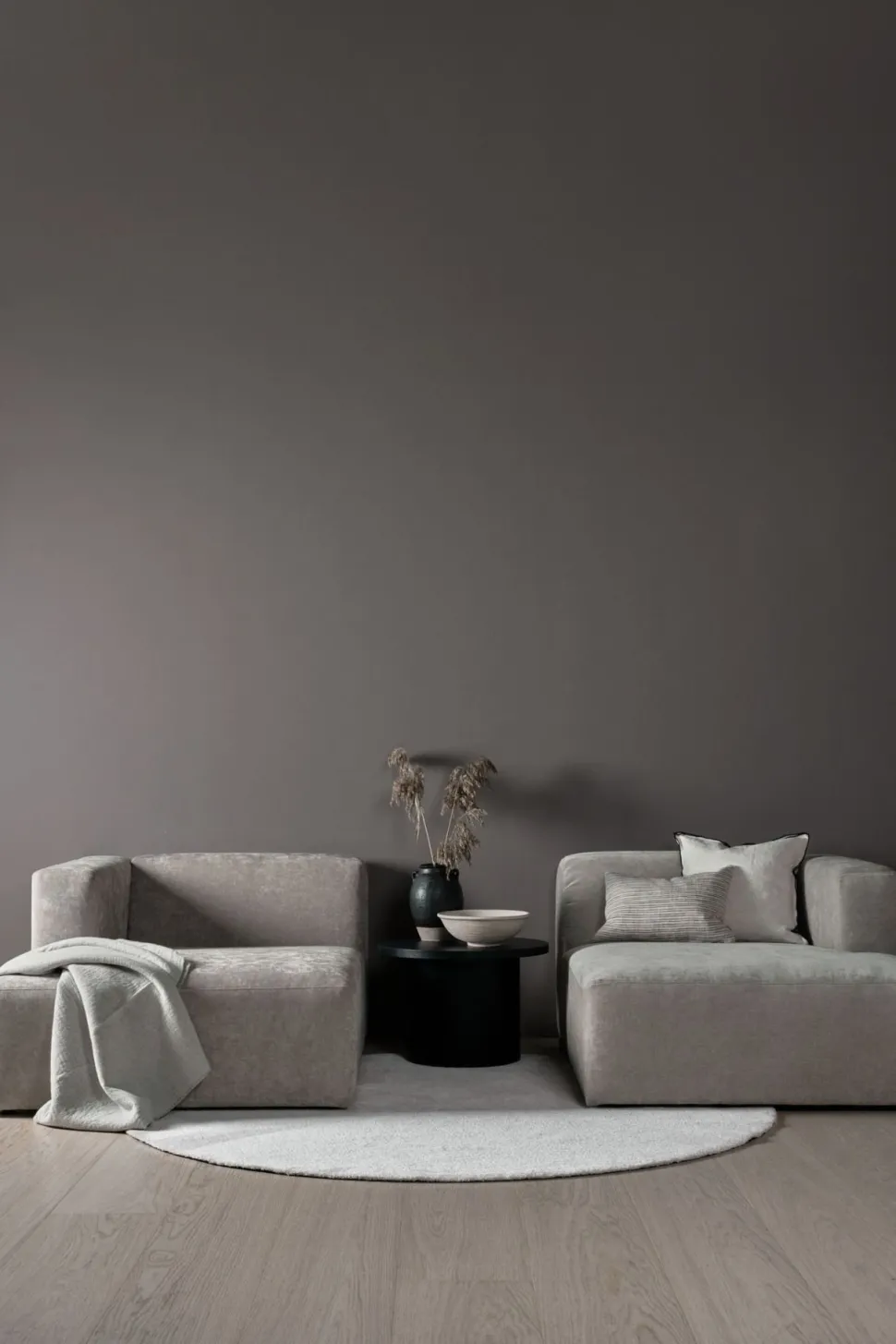 Modulsofa 2 deler m/sjeselong grå - 228x154x73 cm