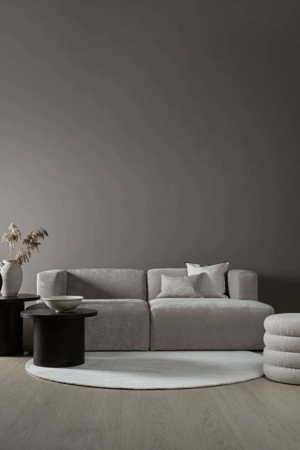 Modulsofa 2 deler m/sjeselong grå - 228x154x73 cm