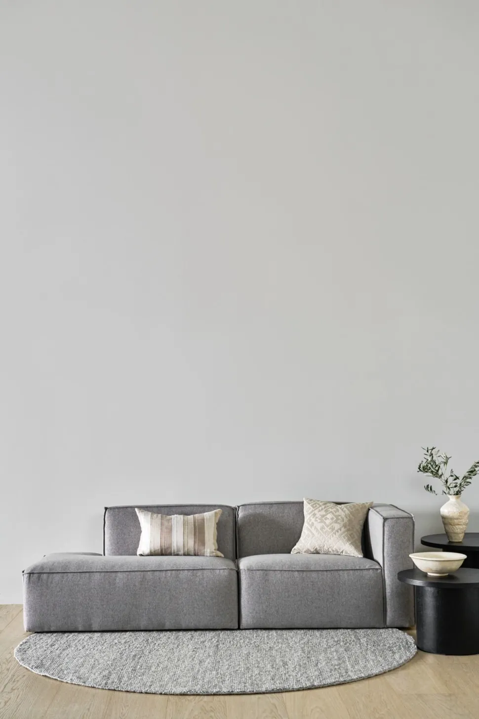 Modulsofa 1,5 seter m/armlene høyre grå - 110x93x73 cm