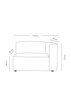 Modulsofa 1,5 seter m/armlene høyre natur - 110x93x73 cm