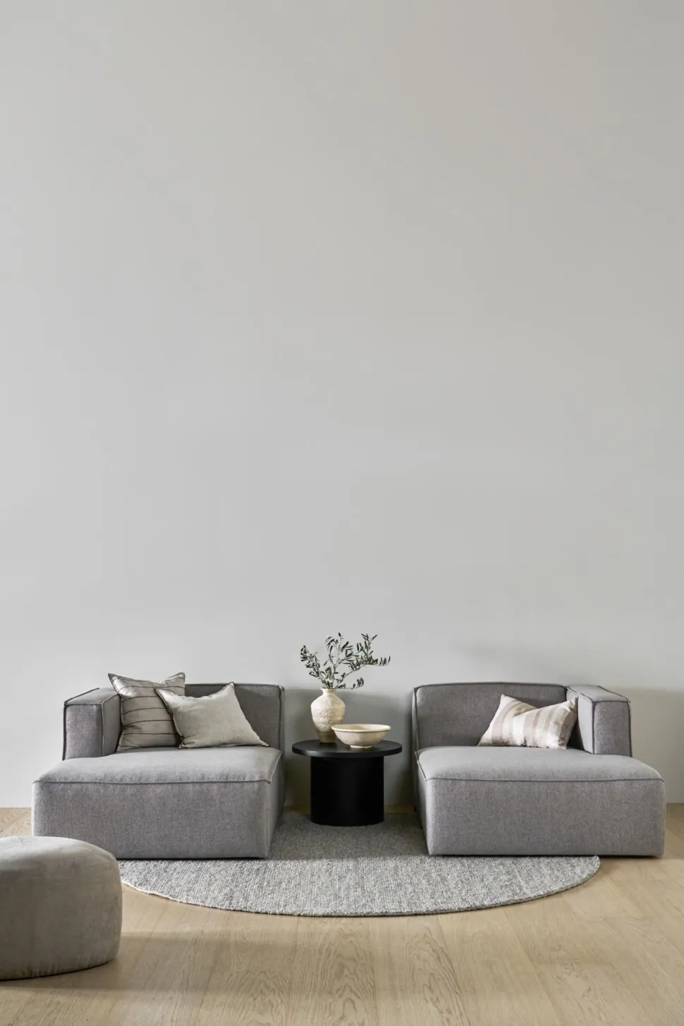 Modulsofa sjeselong høyre grå - 114x154x73 cm