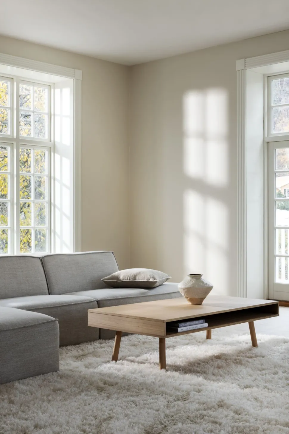 Modulsofa sjeselong venstre natur - 114x154x73 cm