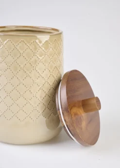 Oppbevaringskrukke beige - 14x14x20,5 cm