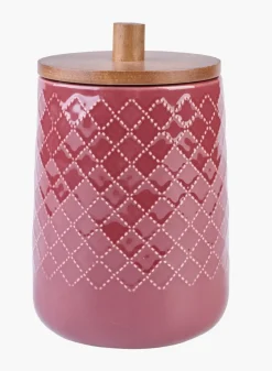Oppbevaringskrukke mørk rød - 14x14x20,5 cm