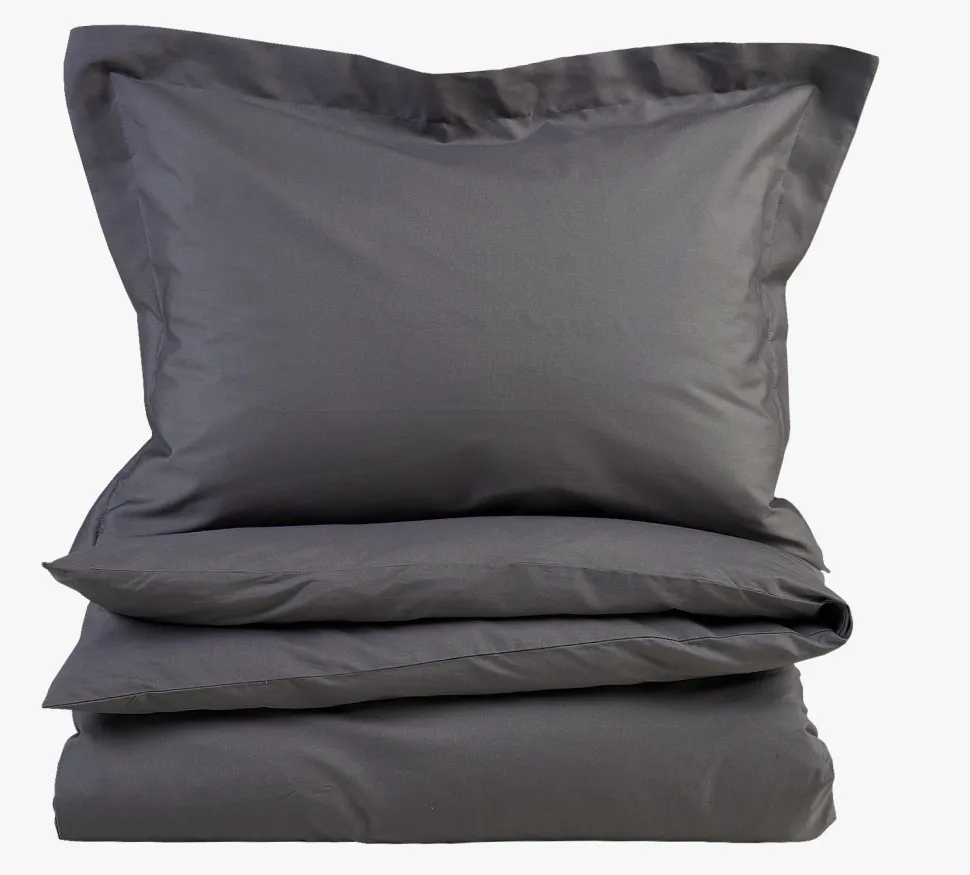 Percale sengesett mørk grå - 140x200 cm