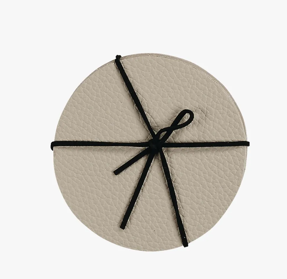 4pk drikkebrikke beige - ø10 cm