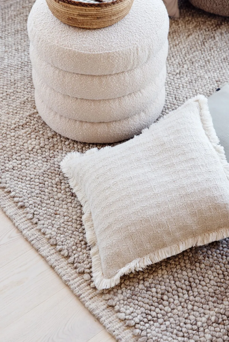 Puff lys beige - 50x50x43 cm