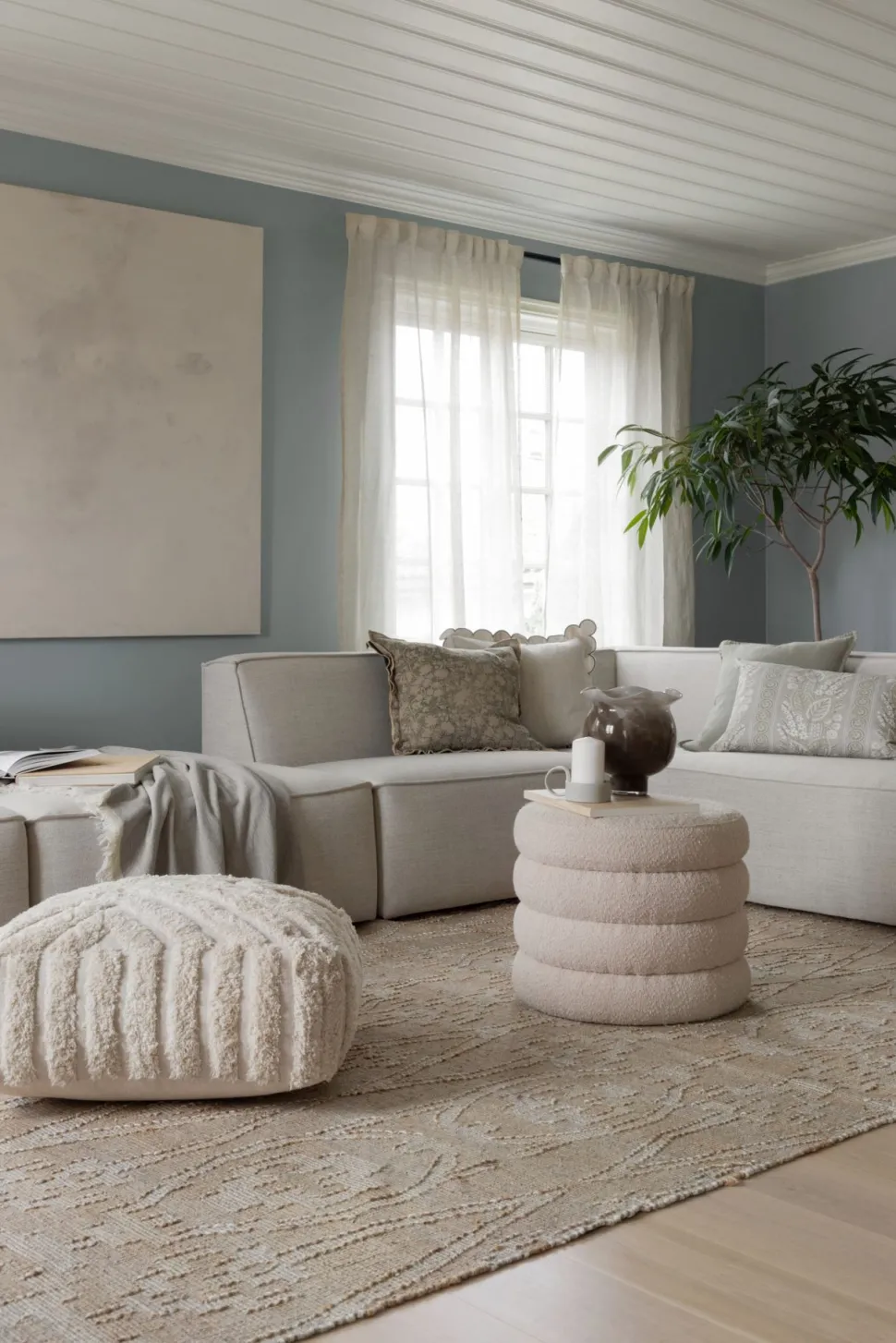Puff lys beige - 50x50x43 cm