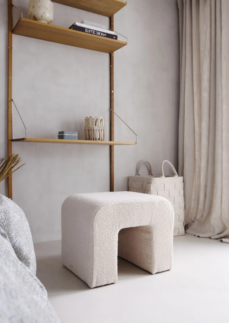 Puff lys beige - 40x50x43 cm