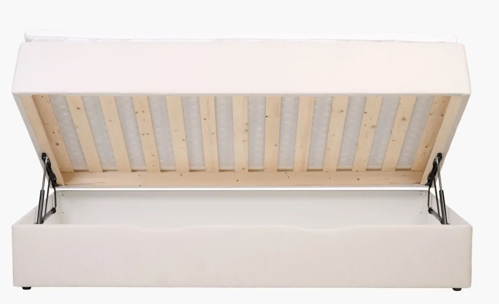 Seng med oppbevaring beige - 90x200x59 cm