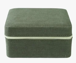 Smykkeskrin m/glidelås olivengrønn - 13x13 cm
