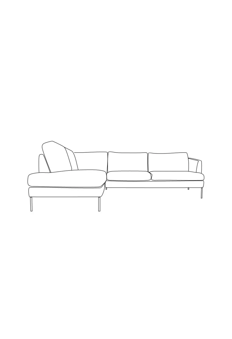 Sofa åpen ende venstre grå - 269x222x80 cm