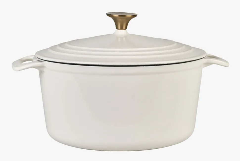 Støpejernsgryte rund krem - 4300ml
