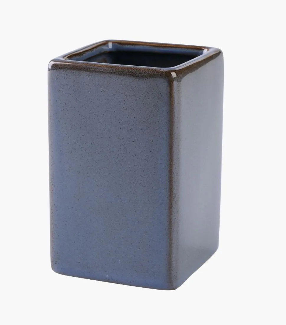 Tannbørsteholder grå - 7,2x7,2x11 cm
